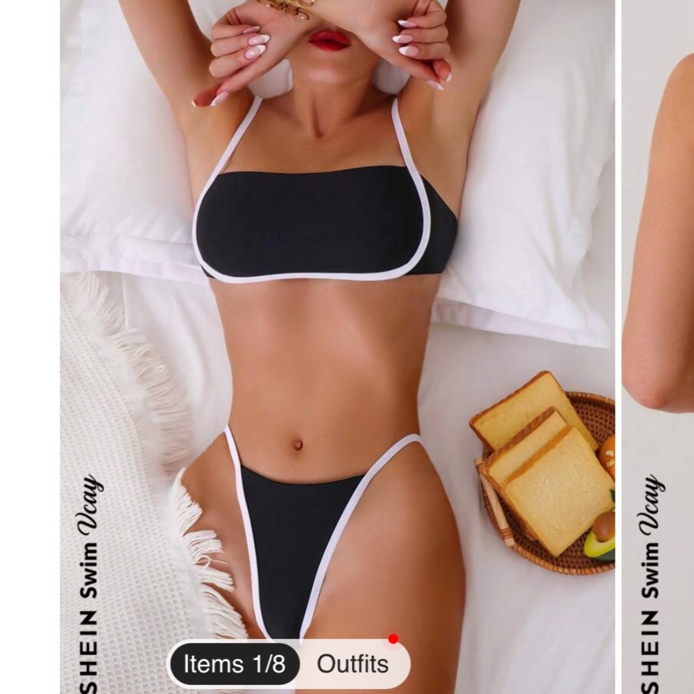 Contrast Binding Halter Bikini